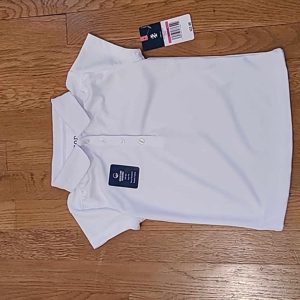 IZOD GIRLS WHITE BUTTON POLO "APPROVED SCHOOLWEAR" TOP SIZE XXS 4/5